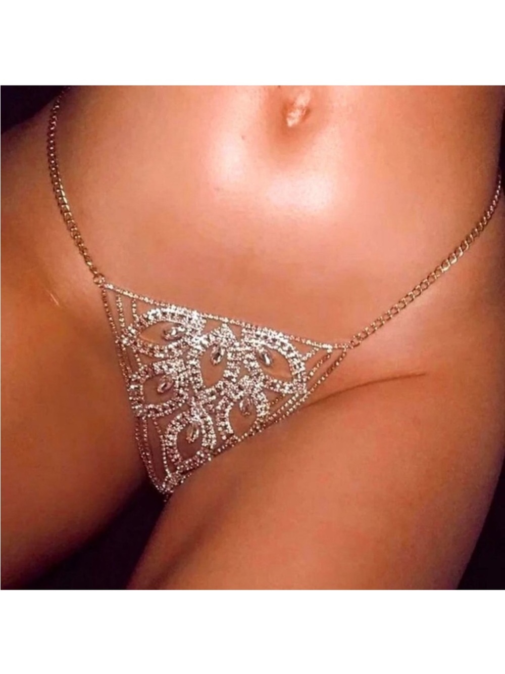 Sexy Rhinestone Thong Body Chain Crystal Bikini Waist Jewelry Lingerie Women